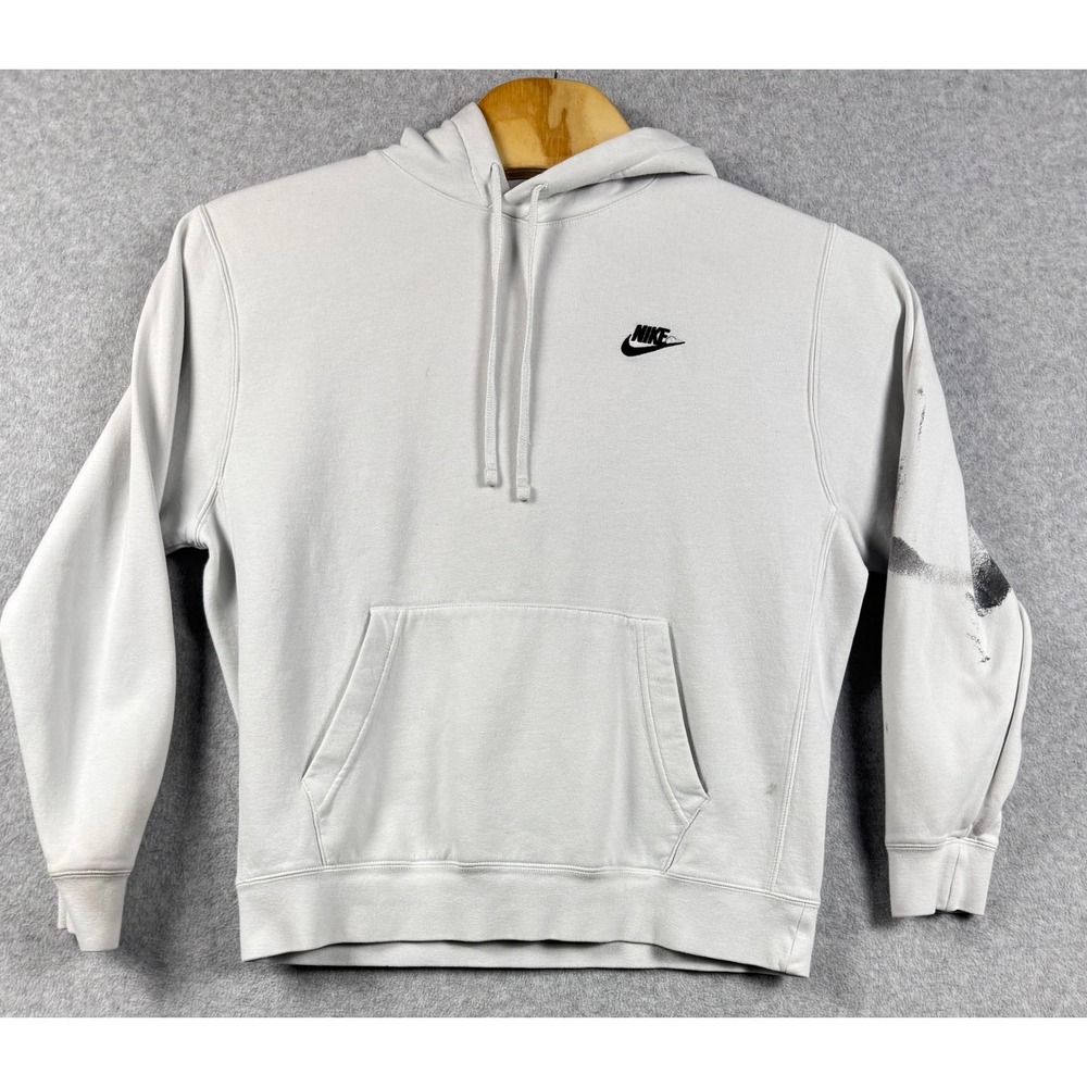 Nike Hoodie Mens Medium Grey Fair Stained Workwear Pullover Sportswear Logo